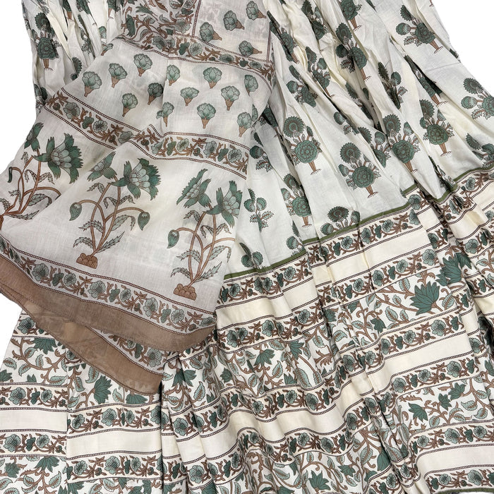 Elegant Vrinda Kund Lotus -Cotton - Screen Print-Gopi Skirt - 10 Meter- Best Twirling