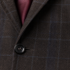 Emanuel Ungaro Espresso Brown with Teal Windowpane Classic Fit Wool 2-Button Sport Coat 42R