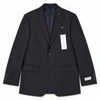 Emanuel Ungaro Espresso Brown with Teal Windowpane Classic Fit Wool 2-Button Sport Coat 42R