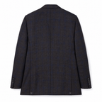 Emanuel Ungaro Espresso Brown with Teal Windowpane Classic Fit Wool 2-Button Sport Coat 42R