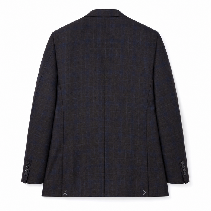 Emanuel Ungaro Espresso Brown with Teal Windowpane Classic Fit Wool 2-Button Sport Coat 42R
