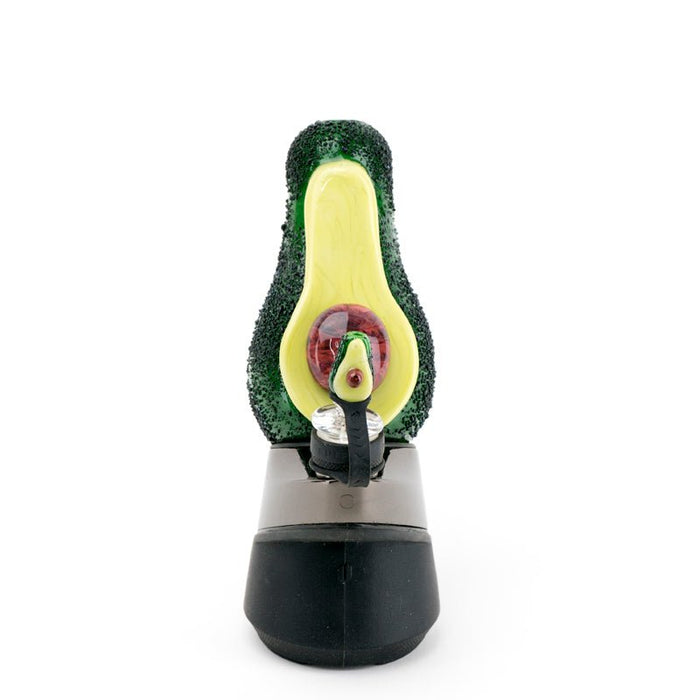 Front view of Empire Glassworks Avocadope Puffco Peak glass attachment with avocado design