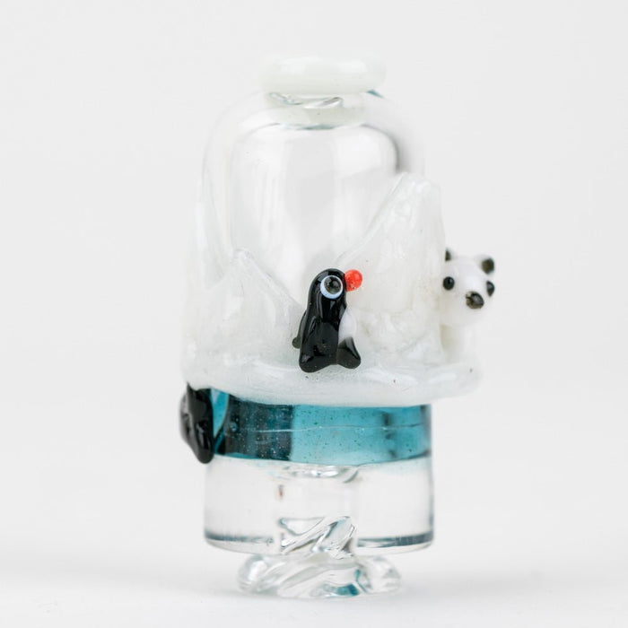 Puffco Pivot glass mouth piece by Empire Glassworks, Avenge the Arctic design with icy textures.