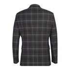 English Laundry Grey & Brown Windowpane Slim Fit Peak Lapel Two button Stretch Suit