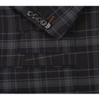 English Laundry Grey & Brown Windowpane Slim Fit Peak Lapel Two button Stretch Suit