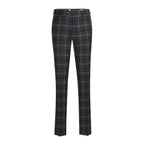 English Laundry Grey & Brown Windowpane Slim Fit Peak Lapel Two button Stretch Suit