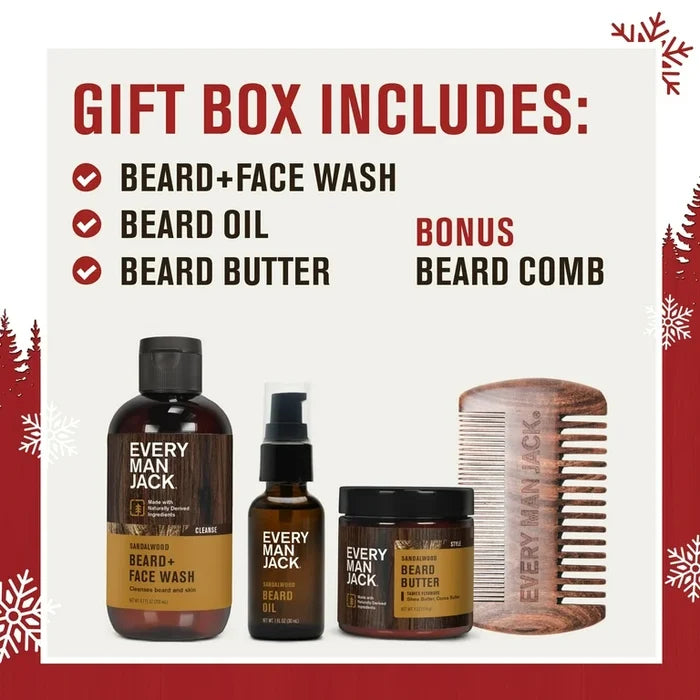 Every Man Jack Men's Beard Care  Gift Set for All Skin Types