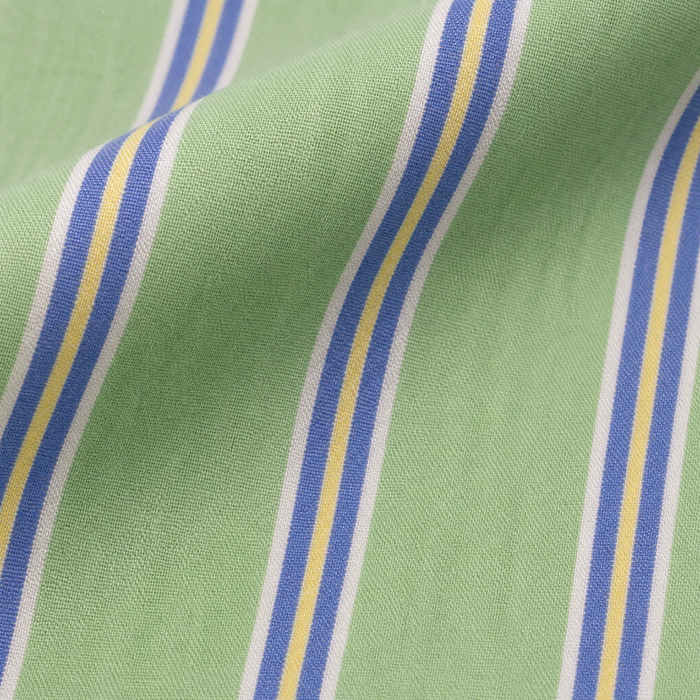 Ferrecci Green Striped Slim Fit Spread Collar Cotton Dress Shirt