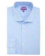 Ferrecci Light Blue Striped Slim Fit Cutaway Collar Cotton Dress Shirt - The Suit Depot