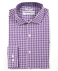 Ferrecci Purple and White Check Slim Fit Cutaway Collar Cotton Dress Shirt - The Suit Depot