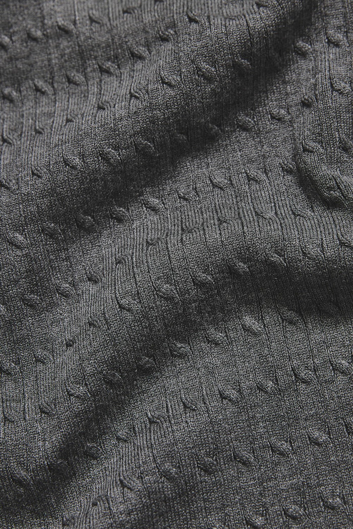 Fine Cable Knitted Polo Shirt in Grey Marl - TAILORED ATHLETE - USA