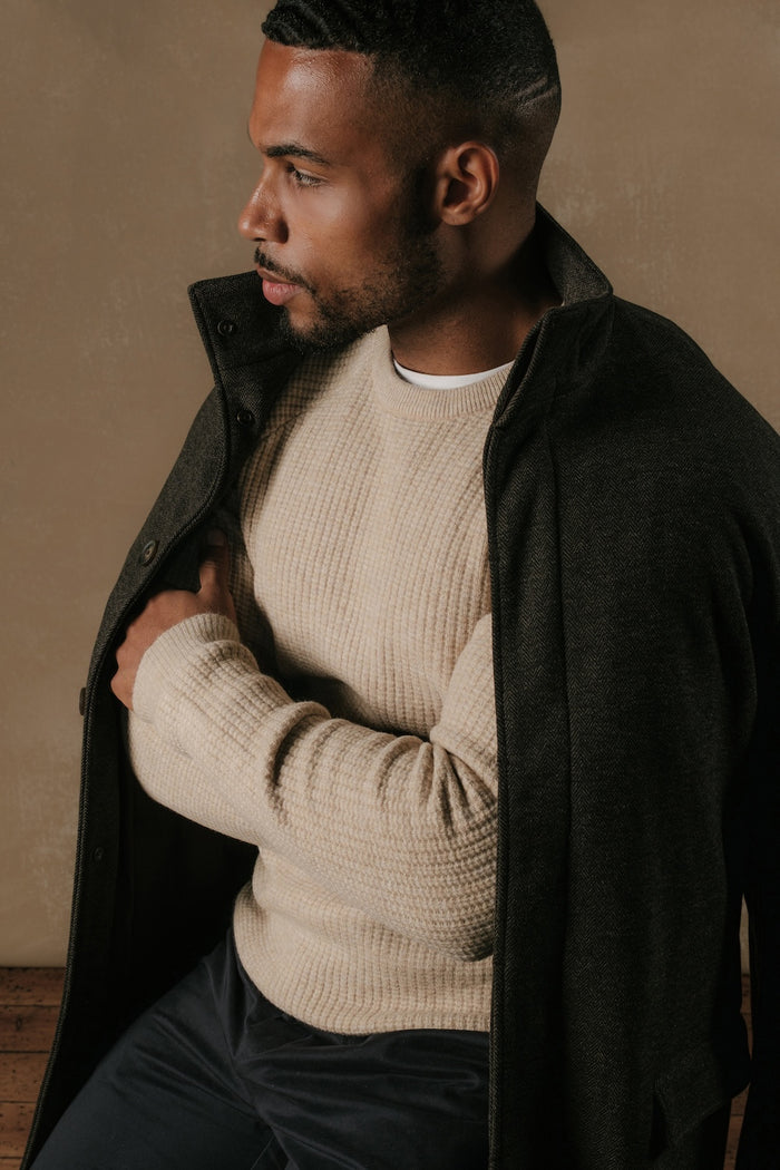 Fisherman Crew Neck Sweater in Neutral - TAILORED ATHLETE - USA