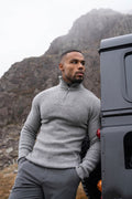 Fisherman Rib Half Zip in Mid Grey Marl - TAILORED ATHLETE - USA