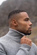 Fisherman Rib Half Zip in Mid Grey Marl - TAILORED ATHLETE - USA