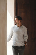 Fisherman Rib Open Collar Polo Shirt in Soft Grey Marl - TAILORED ATHLETE - USA