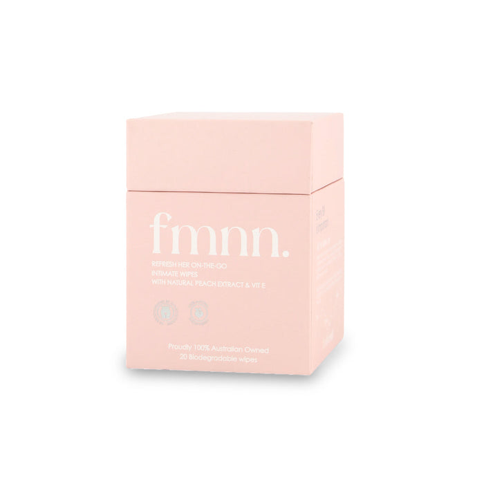 Pink box with 'fmmn.' branding on a white background