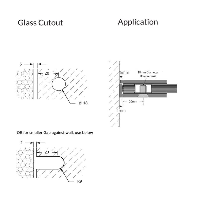 Frameless shower glass U BRACKET GLASS TO WALL MECHANICAL FIXING 90 Degrees - Image 11
