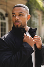 Funnel Neck Shower Resistant Coat in Black - TAILORED ATHLETE - USA