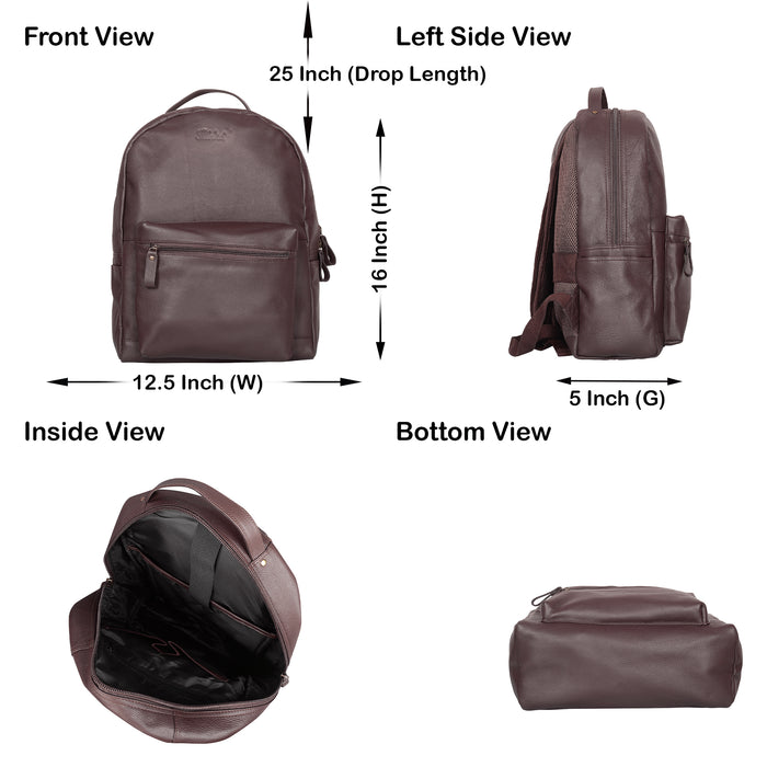 Brown Genuine Leather Backpack for Men and Women for Travel and Everyday Use-infographic image