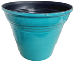 Glazed Ribbed Plastic Planter, 12 in