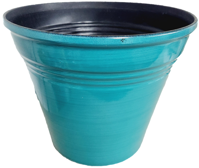 Glazed Ribbed Plastic Planter, 12 in