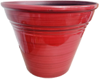 Glazed Ribbed Plastic Planter, 12 in