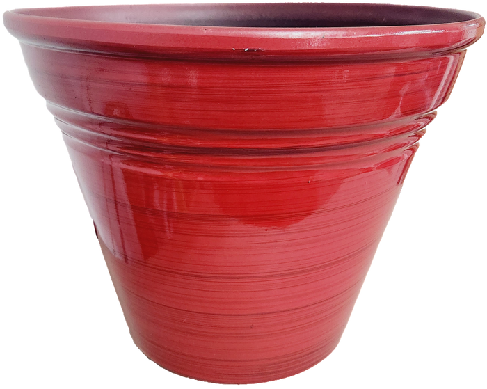 Glazed Ribbed Plastic Planter, 12 in