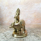 Govinda Krishna With Cow - Brass Murti - 4" Inch