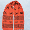 Hand Woven-Natural-Om- Block Print Chadar-Choose Color
