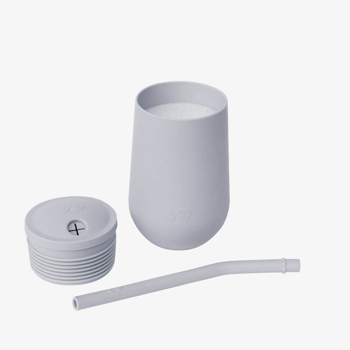 Happy Cup and Straw in Pewter / Silicone Cup with Lid and Straw for Toddlers by ezpz #color_pewter