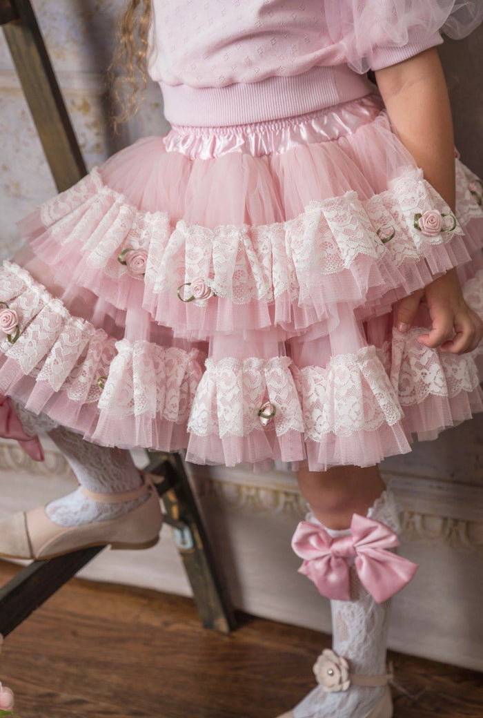 Harlow Pink Embroidered Tulle Skirt - Petite Maison Kids