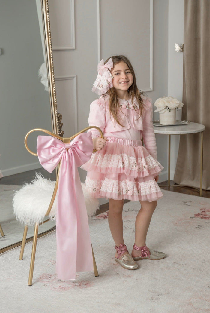 Harlow Pink Embroidered Tulle Skirt - Petite Maison Kids