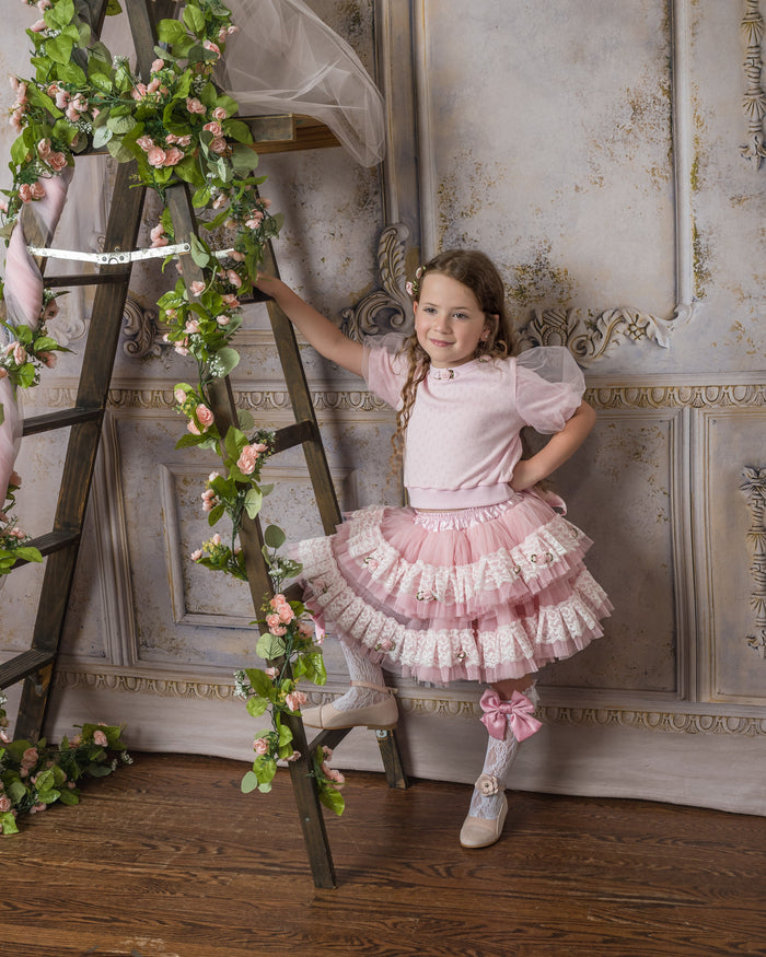 Harlow Pink Embroidered Tulle Skirt - Petite Maison Kids