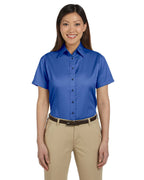 Harriton Ladie's Easy Blend Short-Sleeve Twill Shirt with Stain-Release - EZ Corporate Clothing