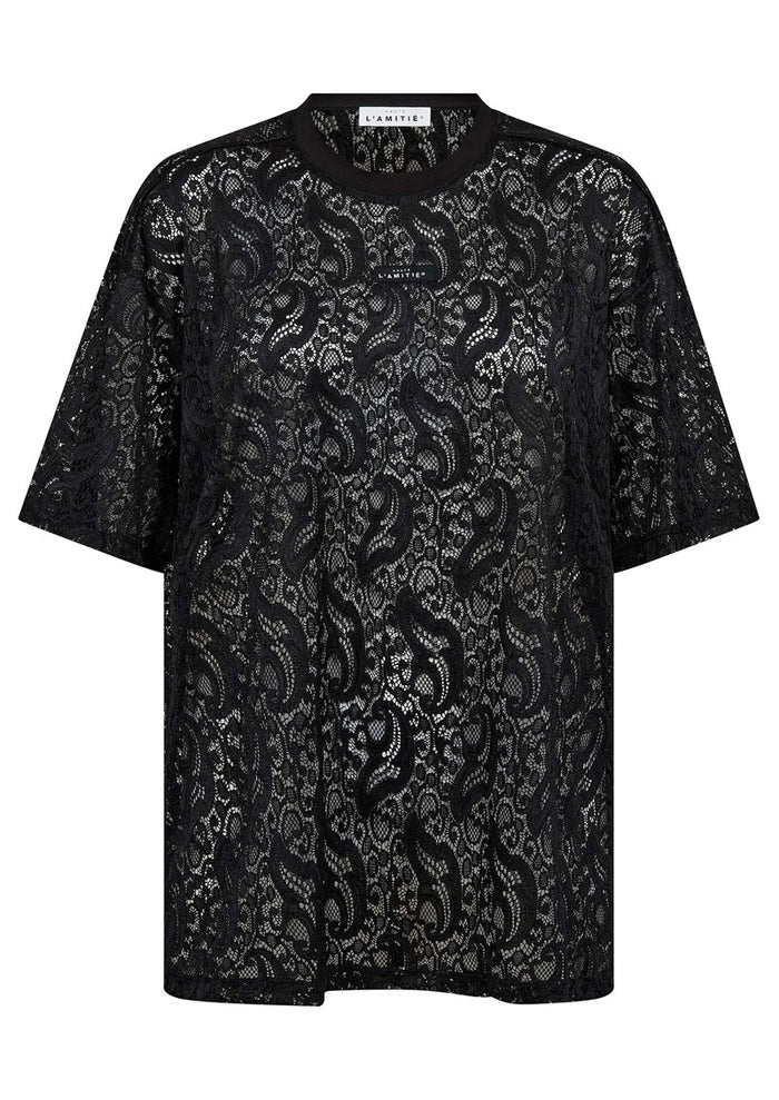 HAUTE L'AMITIE Summer Lace Loose Tee - Black