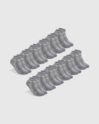 Heather Gray Ankle Socks 12-Pack neatly arranged in two rows.