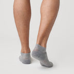 Heather Gray Ankle Socks 12-Pack, shown on model's feet in motion.