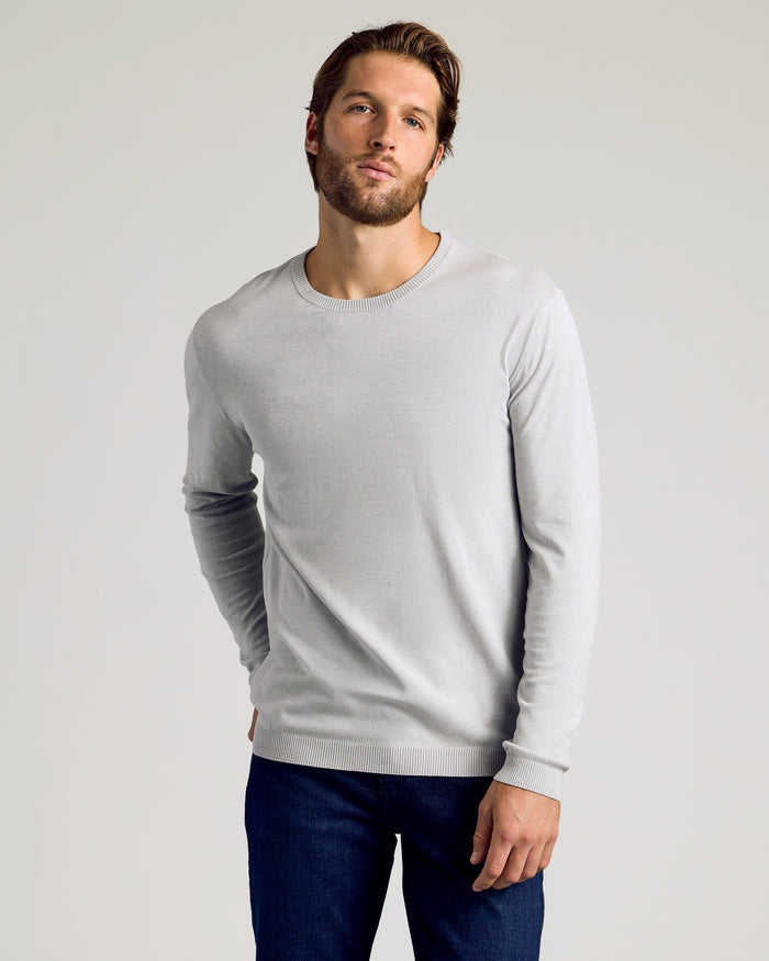Dressy Crew Neck Sweater 3-Pack worn by bearded man.