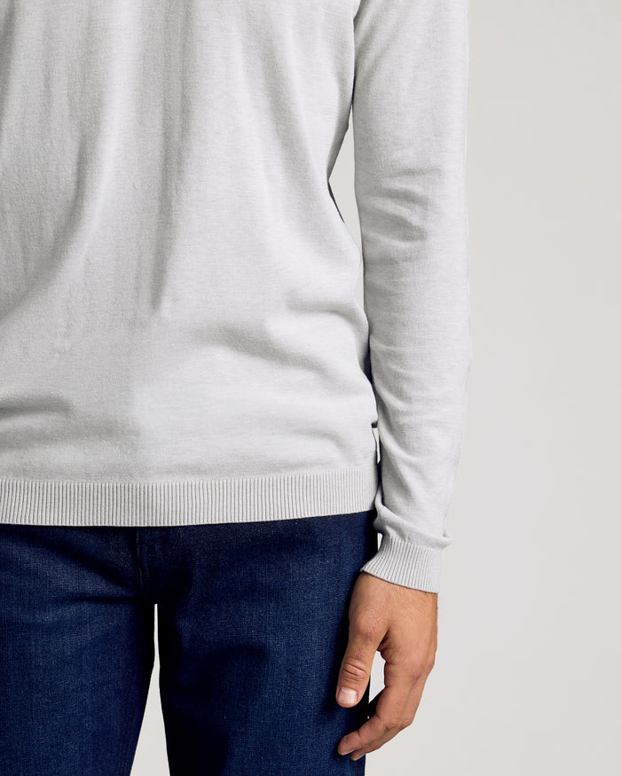 Truffle & Heather Gray Crew Neck Sweater 2-Pack worn with jeans.