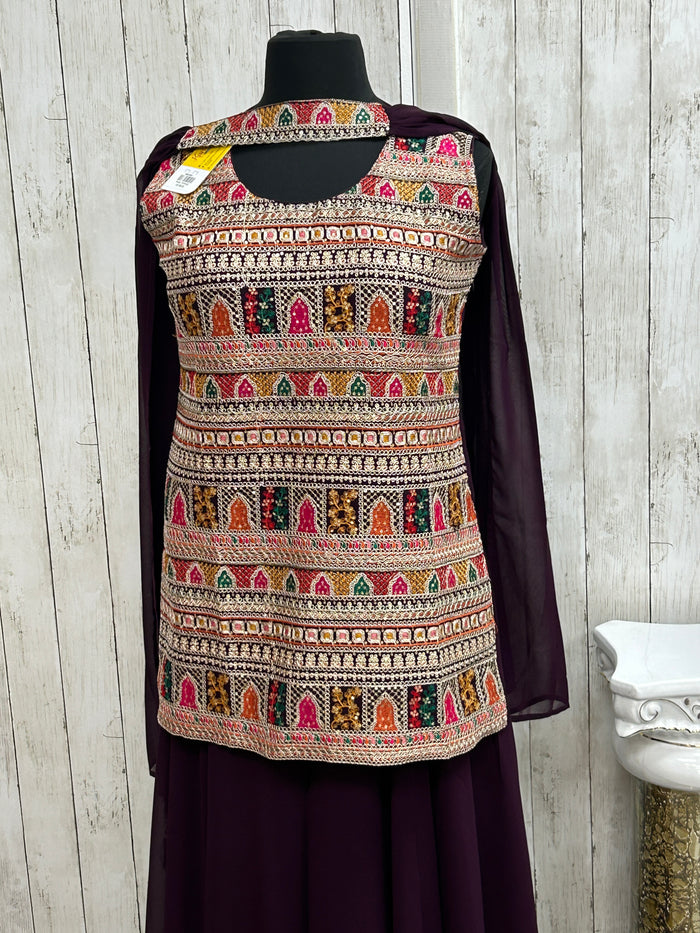 Heavy embroidery work sharara suit