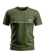 Olive green men's t-shirt with Indian Police text, eagle emblem, and saluting officer graphic