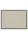Inward is a line art illustration of the silhouette of a woman sleeping by Opposite Wall.
