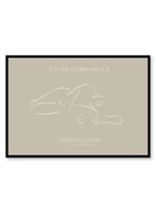 Inward is a line art illustration of the silhouette of a woman sleeping by Opposite Wall.