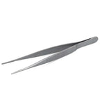 Pair of silver JB Prince tweezers on a white background.
