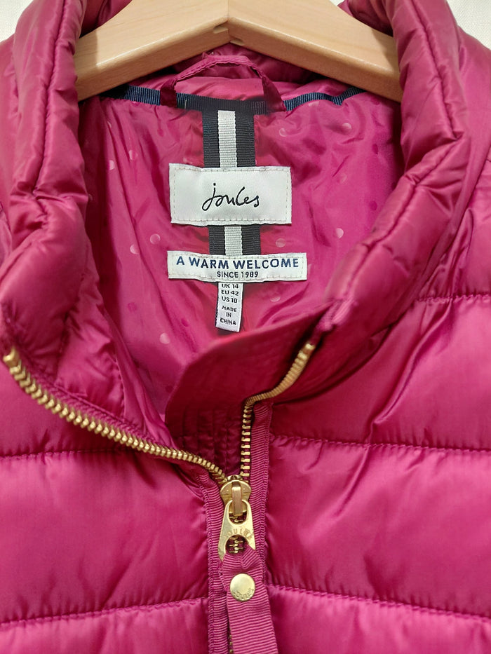 Joules Raspberry Red Padded Coat Jacket - UK 12 EU 40 Zipped Cosy Warm