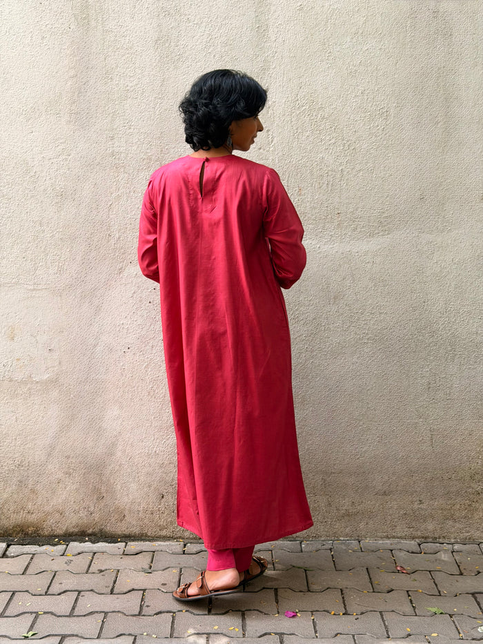 Kalamkari Applique Silk Kurta Set