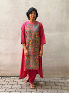 Kalamkari Applique Silk Kurta Set