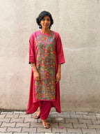 Kalamkari Applique Silk Kurta Set