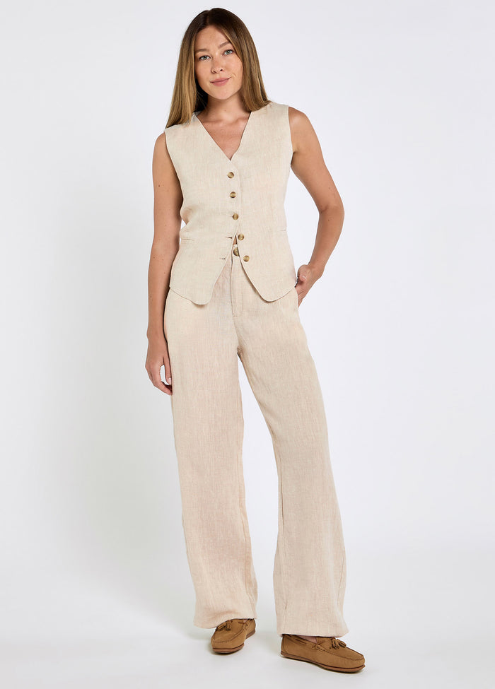Killaloe Women's Linen Wasitcoat - Oatmeal