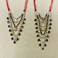 Krishna Dots - Emerald Green And Diamond - Multi Strand - Rhinestone Deity Necklace